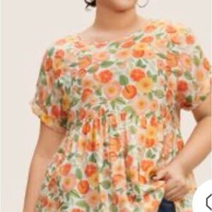 Fruity floral  Print  babydoll Women's Top